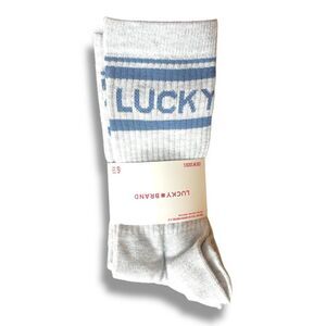 Lucky Brand Men's Casual Logo Crew Socks 6 Pack (4 Grey ,2 White) NWT